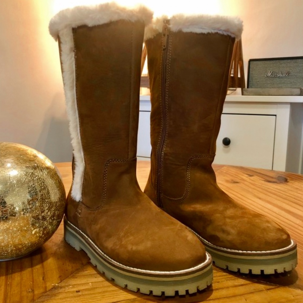Zara girls brown leather lined tall boots - Picture 14 of 16